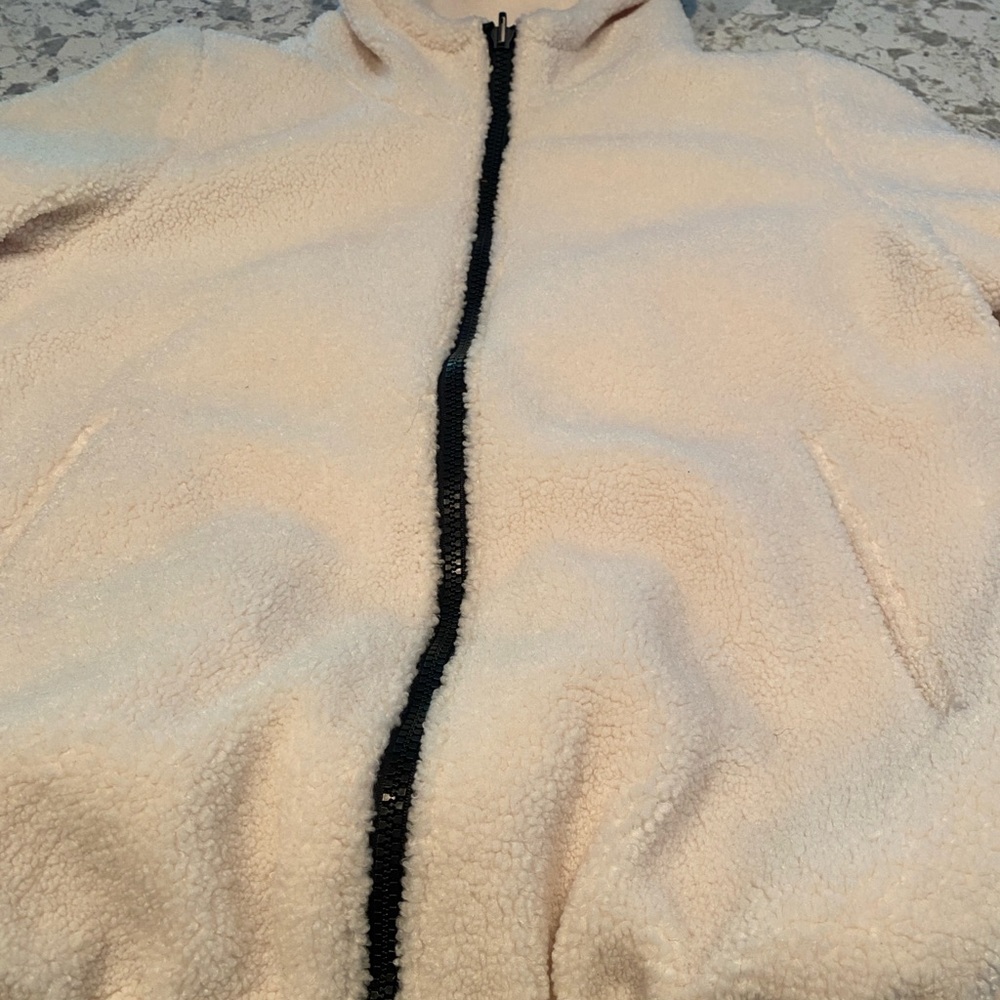 Koolaburra Cream Teddy Jacket with Black Trim, reversible